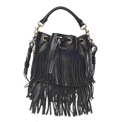 Saint Laurent Calfskin Small Emmanuelle Fringe Hobo Bag Black 1 of 11