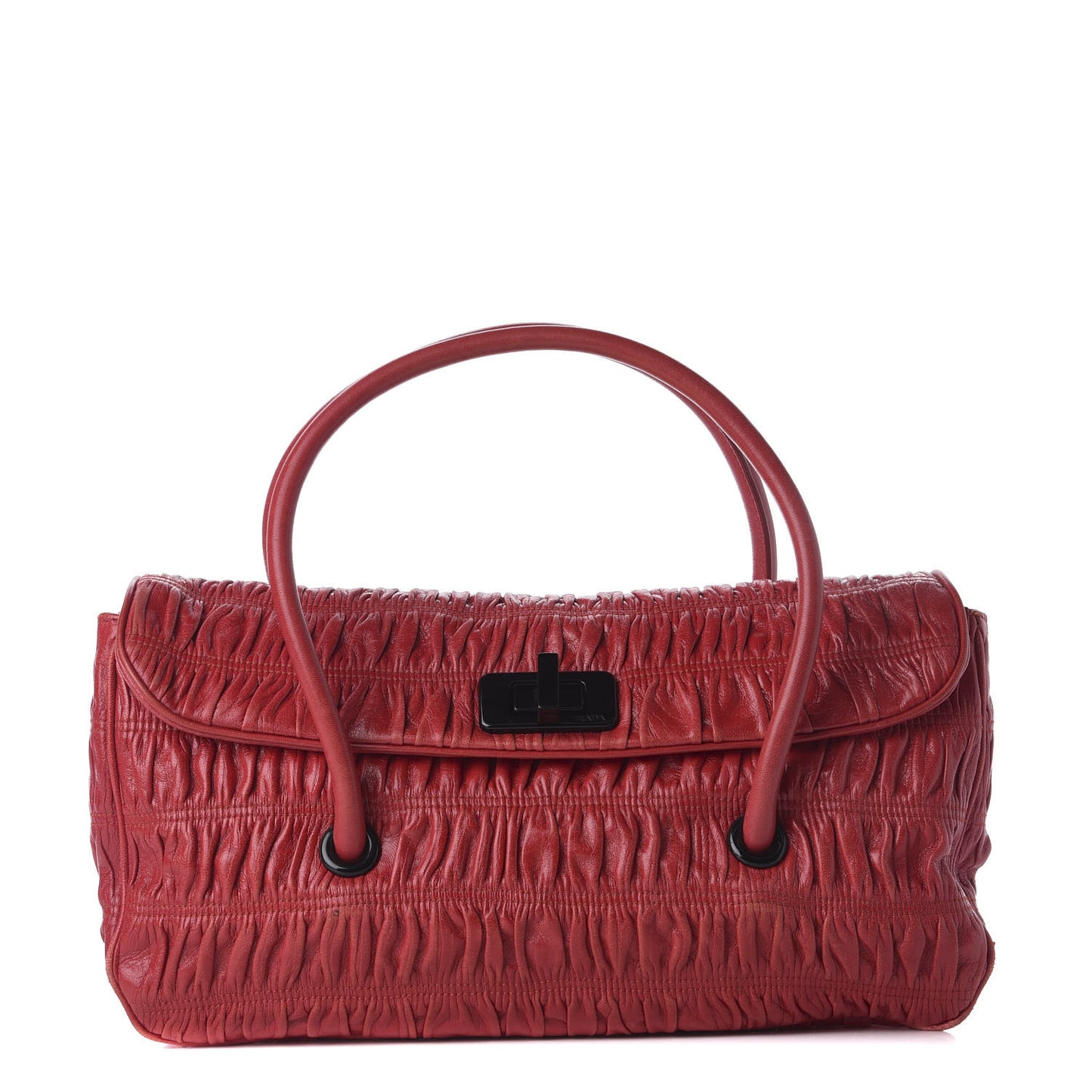 Capretto Gaufre Flap Bag Rosso