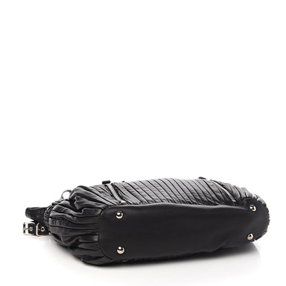 Miu Miu Nappa Plisse Zip Satchel Black 3 of 11