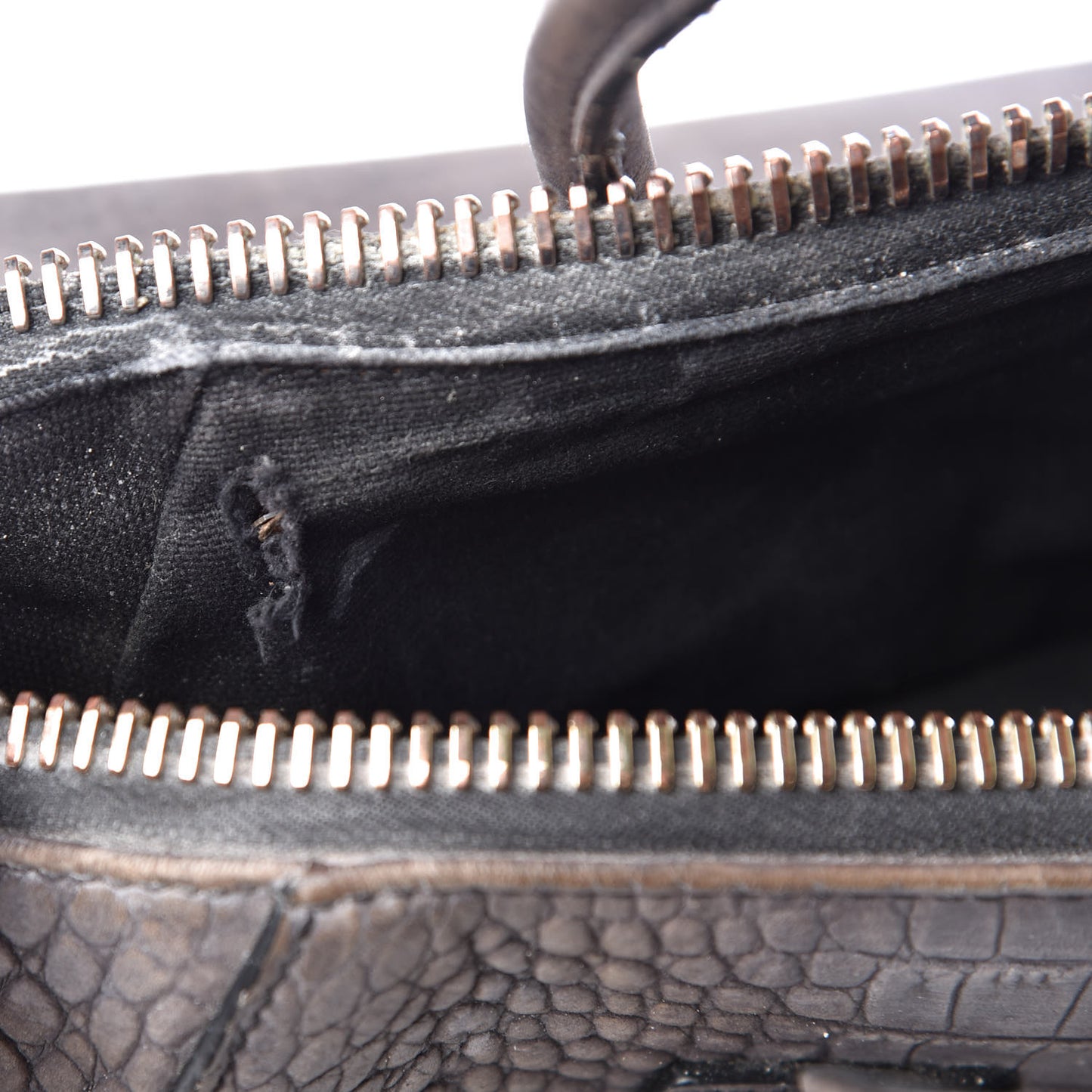 Nubuck Crocodile Embossed Medium Antigona Washed Black