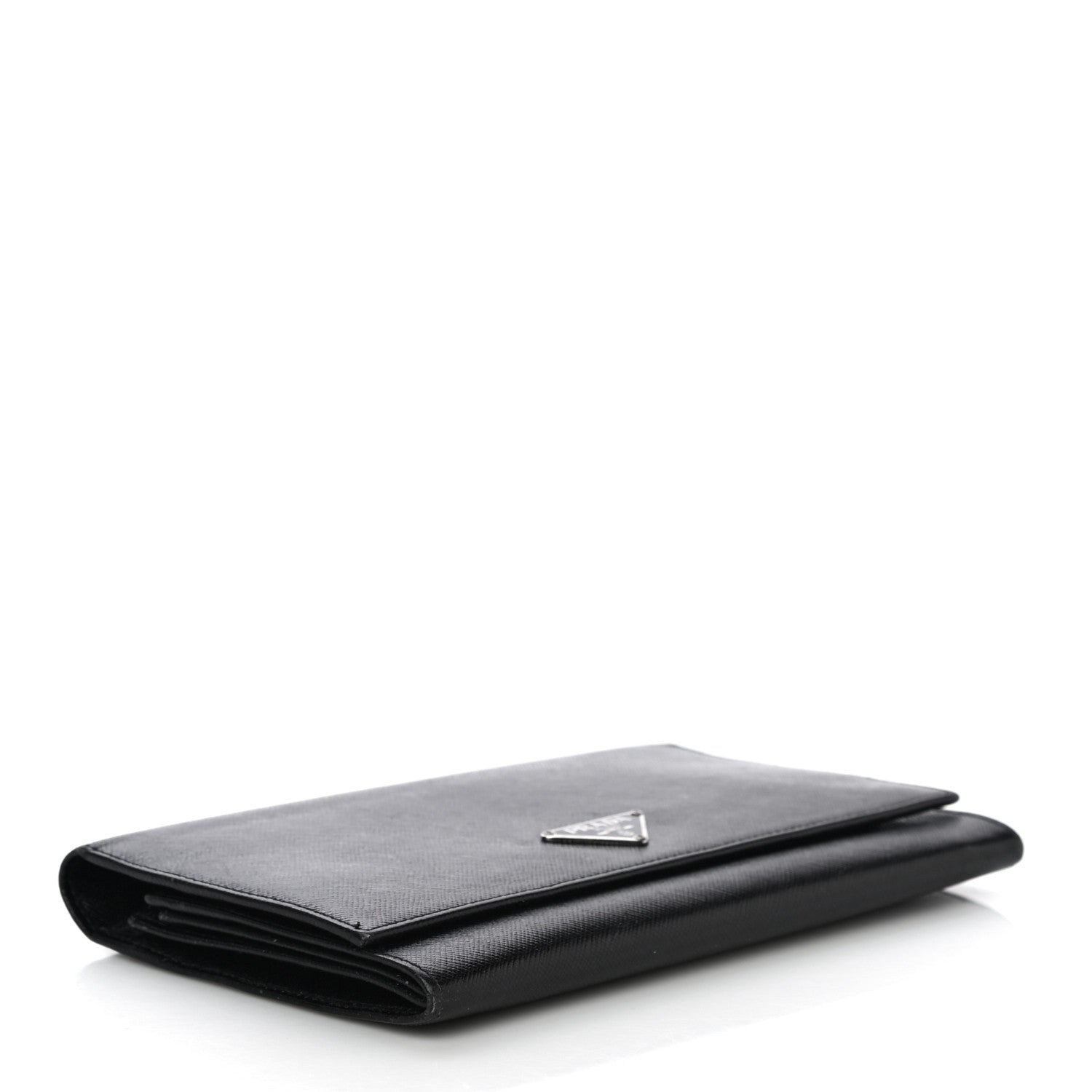 Prada Saffiano Triangle Flap Wallet Black 4 of 16