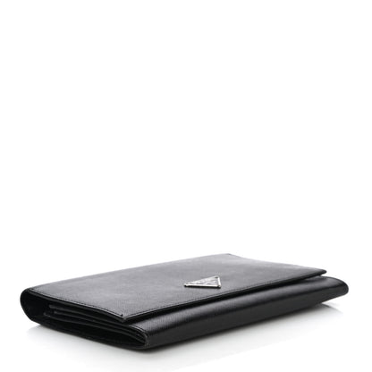 Prada Saffiano Triangle Flap Wallet Black 4 of 16