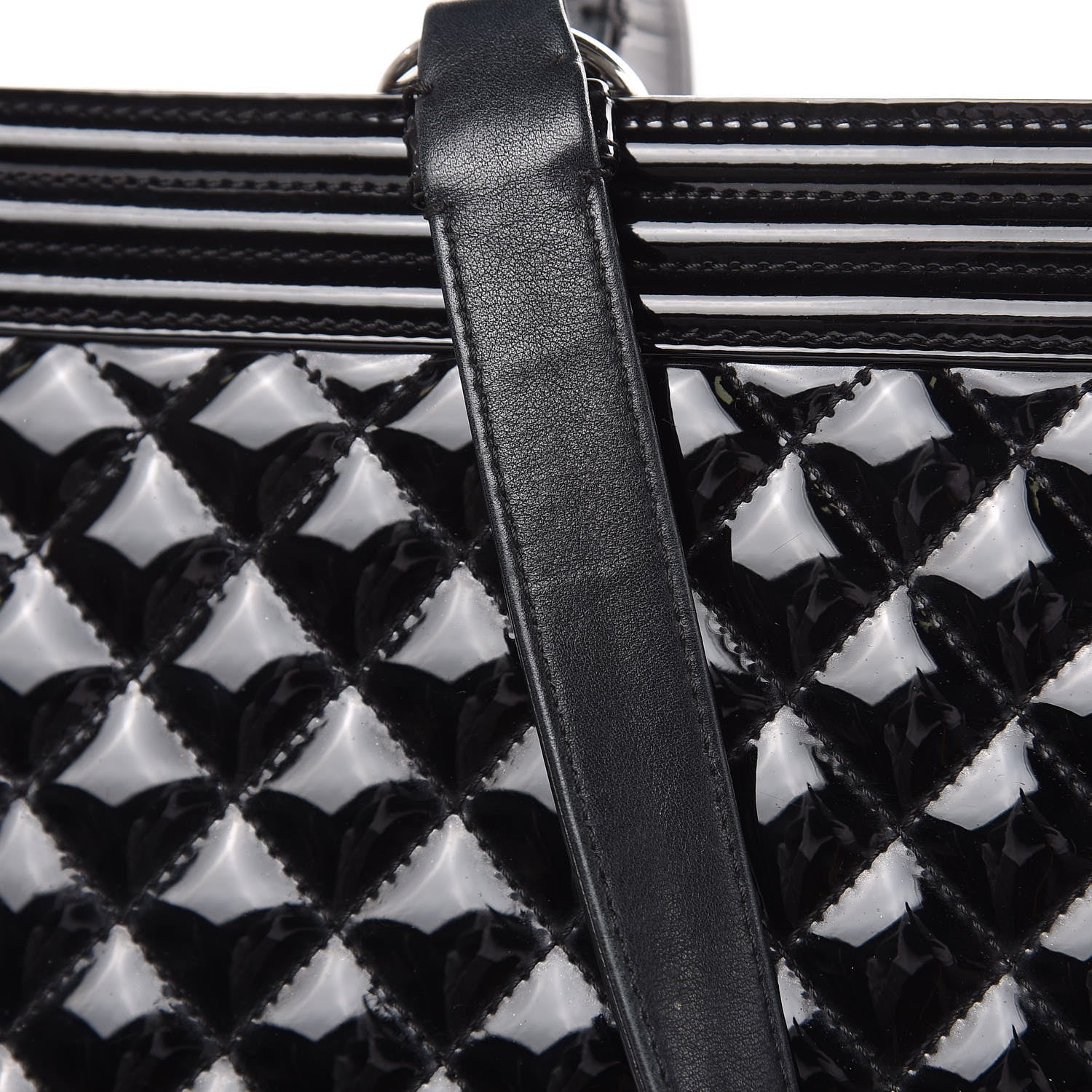 Chanel Patent Calfskin Quilted Plexiglass Boy Shopping Tote Black 12 of 17