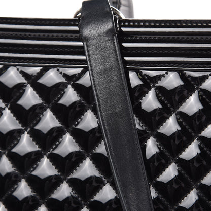 Chanel Patent Calfskin Quilted Plexiglass Boy Shopping Tote Black 12 of 17
