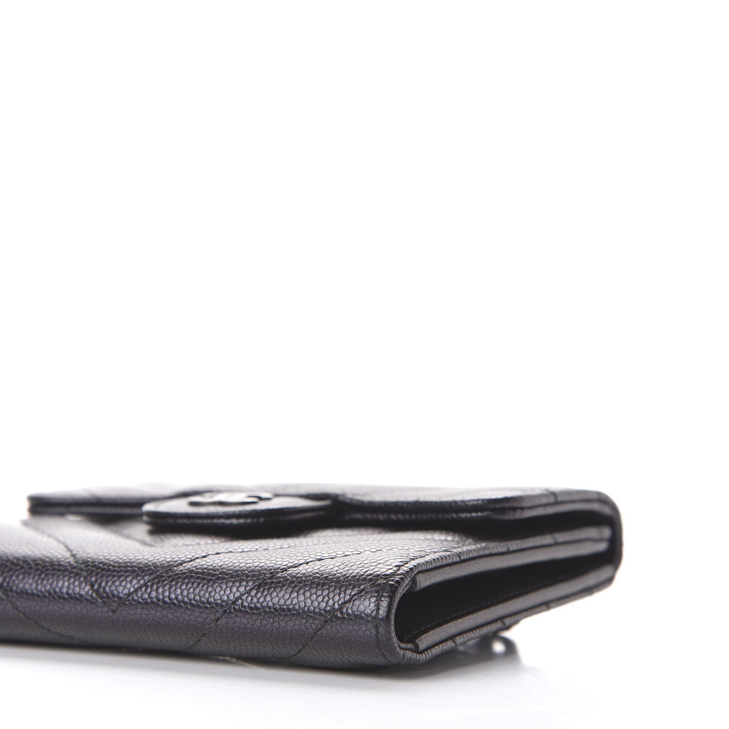 Chanel Iridescent Caviar Chevron Quilted Compact Flap Wallet Black 6 of 10