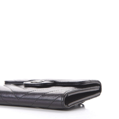 Chanel Iridescent Caviar Chevron Quilted Compact Flap Wallet Black 6 of 10