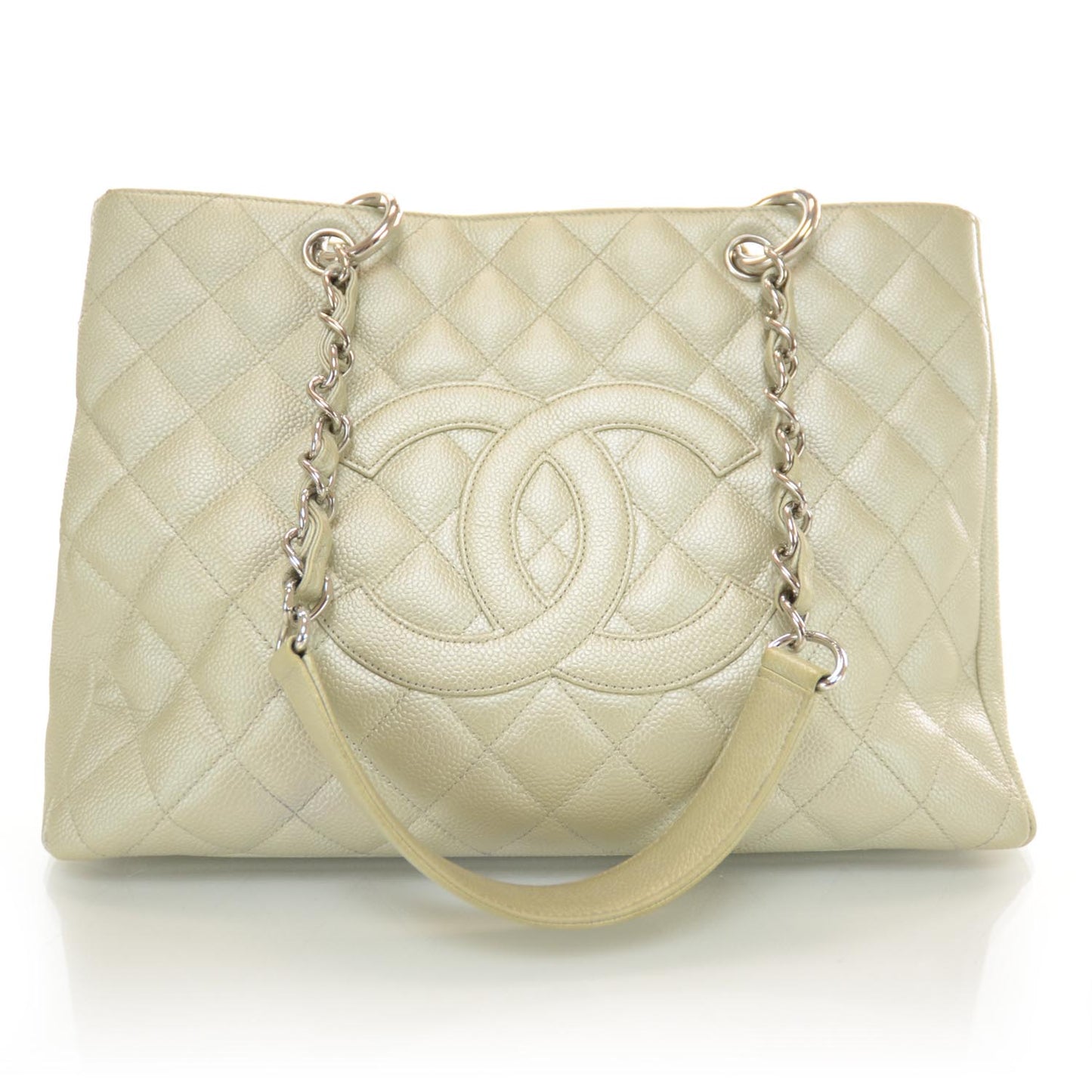 Caviar Quilted Grand Shopping Tote GST Pearl