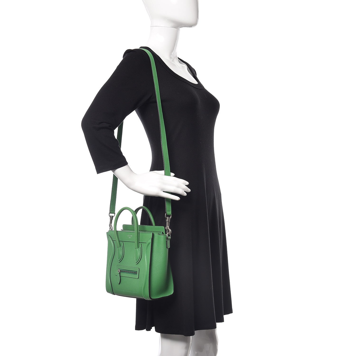 Celine Drummed Calfskin Nano Luggage Mint 2 of 12