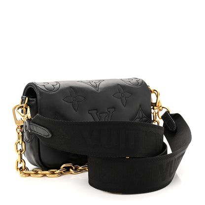 Louis Vuitton Calfskin Bubblegram Wallet On Strap Black 3 of 12