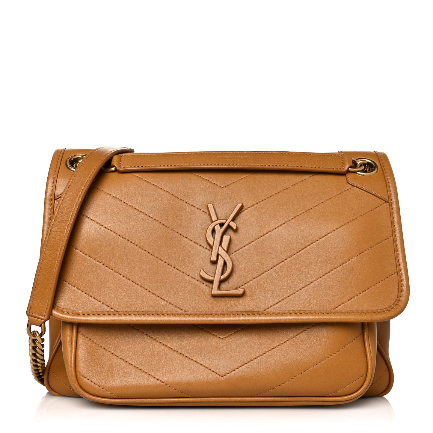 Lambskin Matelasse Monogram Medium Niki Chain Satchel Dark Sun
