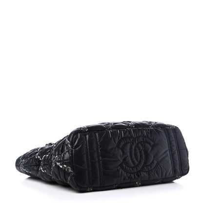 Chanel Nylon Quilted Tweed Stitch Bubble Tote Black 3 of 5