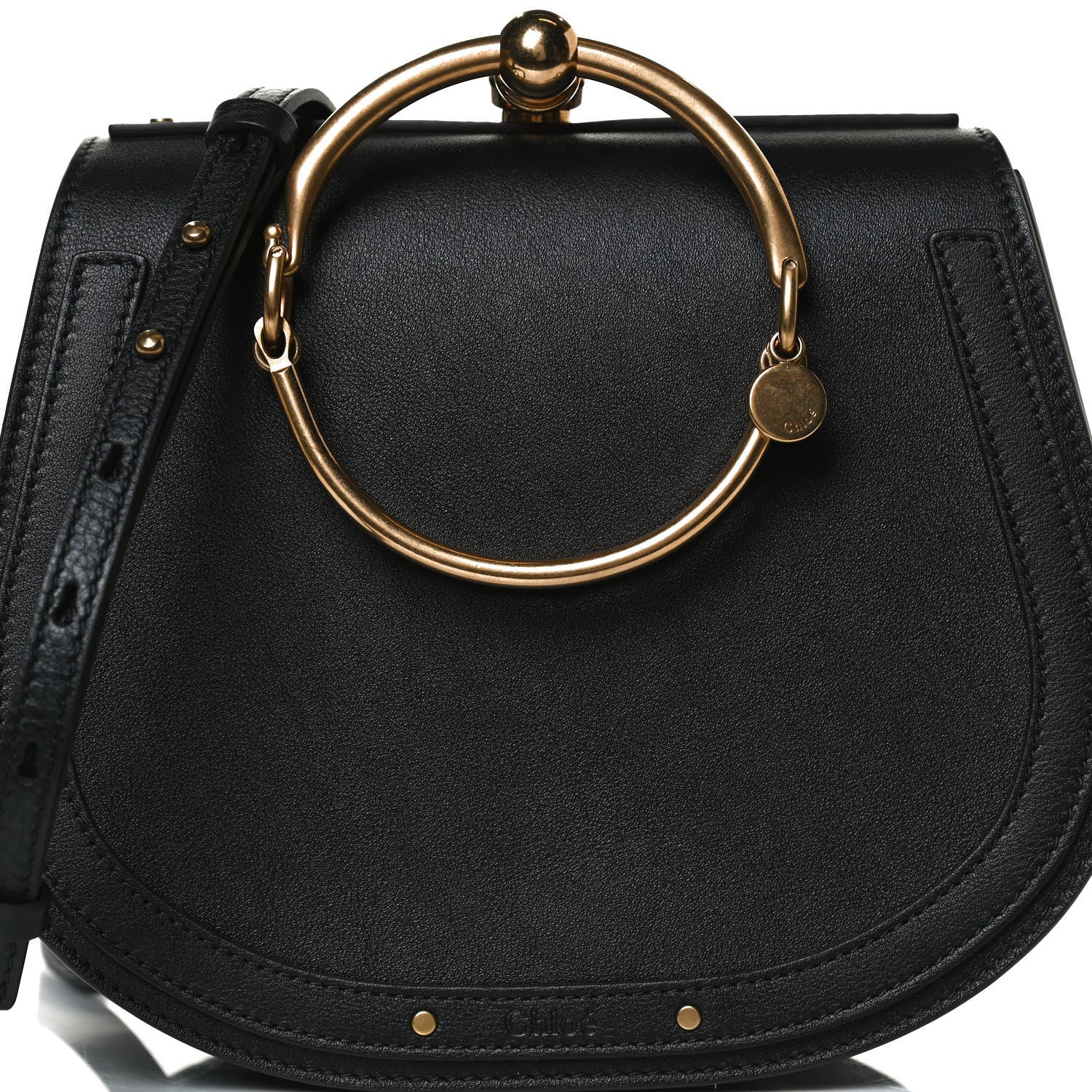 Chloe Calfskin Suede Medium Nile Bracelet Bag Black 8 of 12