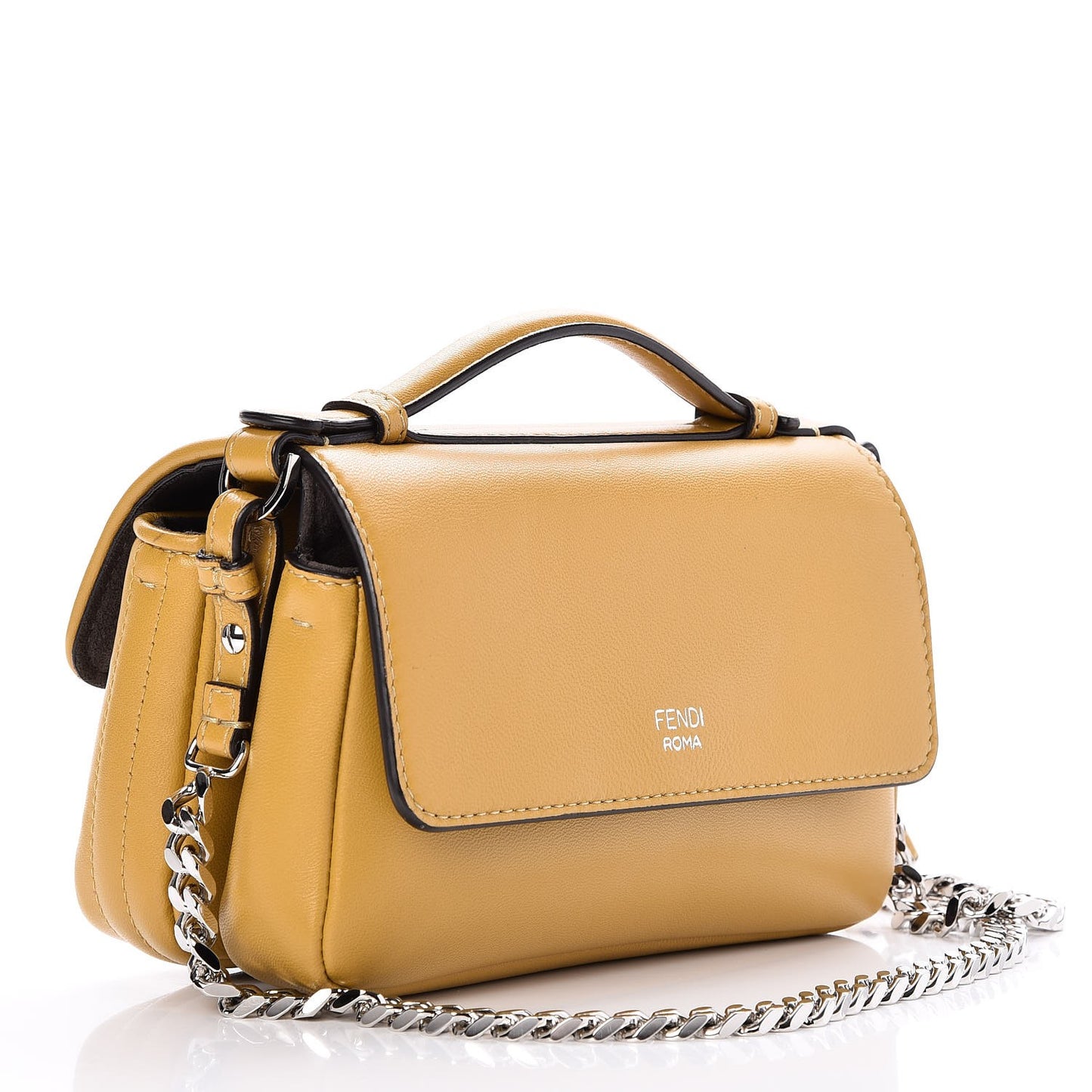 Shiny Nappa Trapuntata Micro Double Baguette Amber
