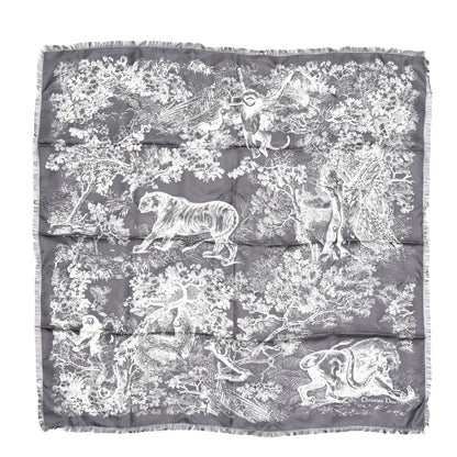 Christian Dior Silk Reverse Toile De Jouy Scarf Grey 1 of 5