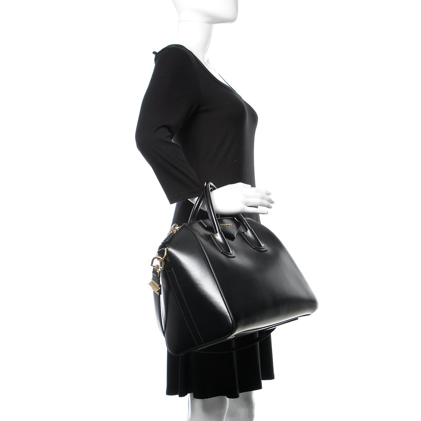 Shiny Lord Calfskin Medium Antigona Black