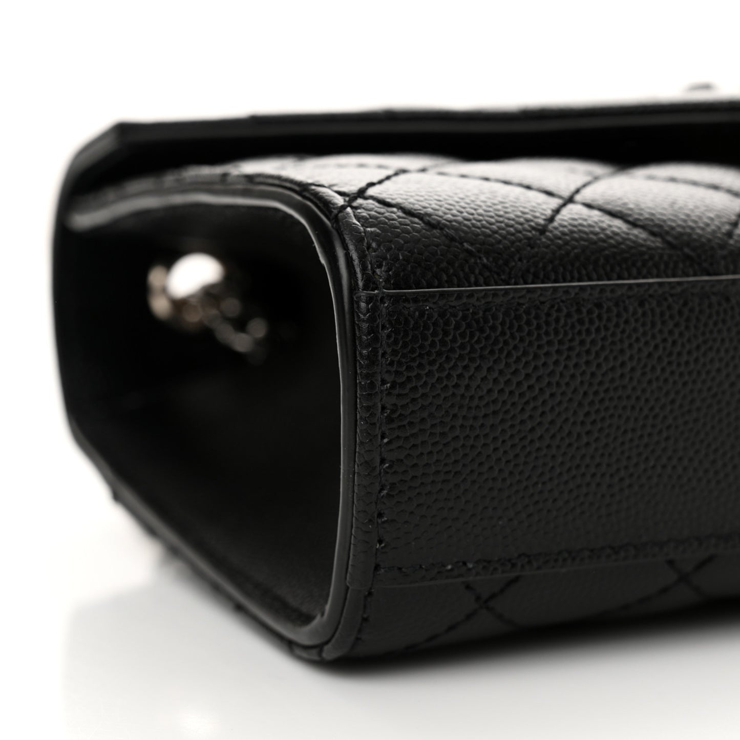 Grain De Poudre Textured Mixed Matelasse Triquilt Small Monogram Satchel Black
