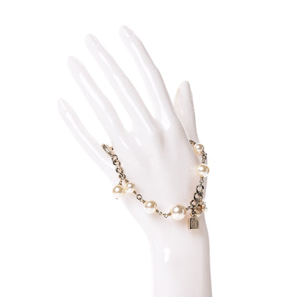 Chanel Pearl Bead CC Charm Bracelet Light Gold 2 of 6
