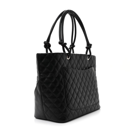 Chanel Calfskin Quilted Large Cambon Tote Black Whtie 3 of 11