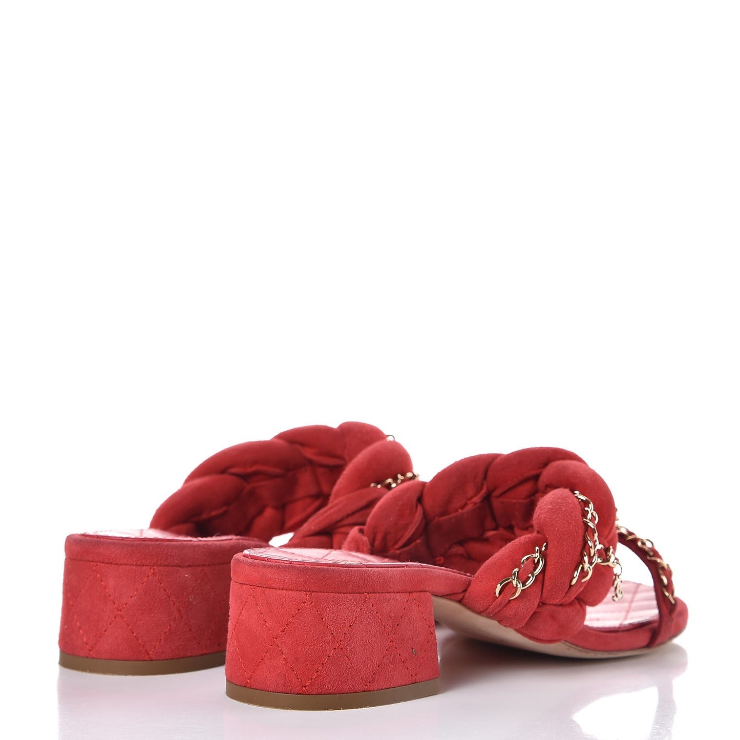 Kid Suede Chain Braided Sandals 38.5 Red