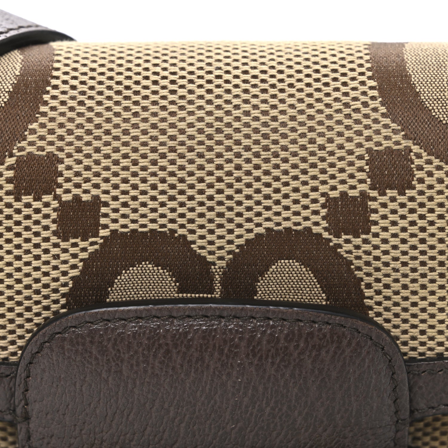 Gucci Monogram Jumbo GG Textured Dollar Calfskin Web Mini Horsebit 1955 Shoulder Bag Camel Ebony New Acero 8 of 10