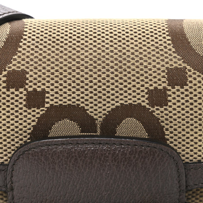 Gucci Monogram Jumbo GG Textured Dollar Calfskin Web Mini Horsebit 1955 Shoulder Bag Camel Ebony New Acero 8 of 10