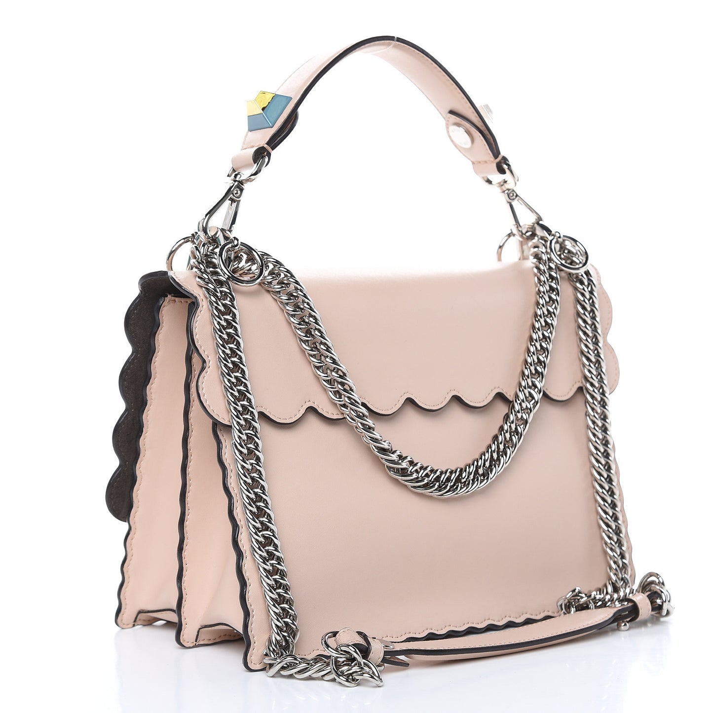 Vitello Liberty Scalloped Studded Kan I Shoulder Bag Plaster
