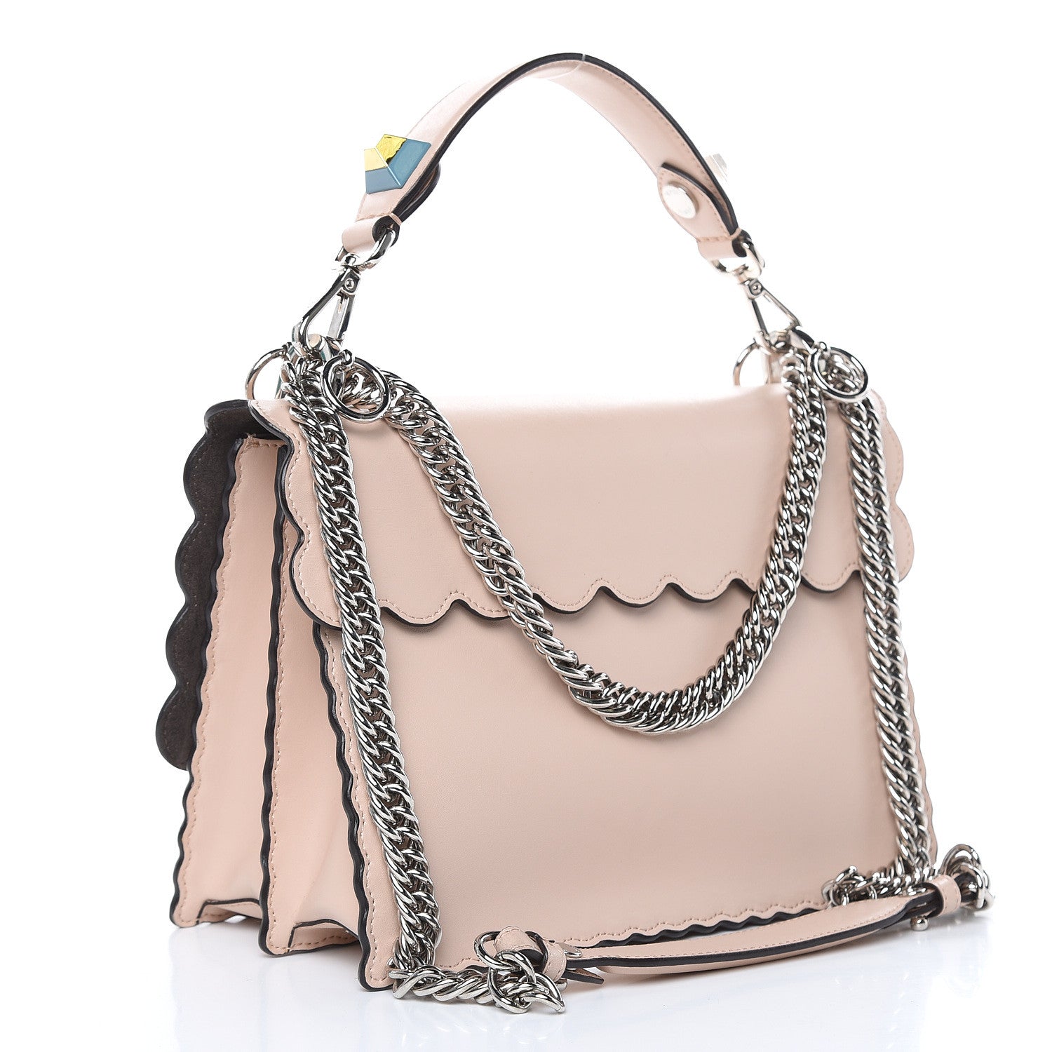 Fendi Vitello Liberty Scalloped Studded Kan I Shoulder Bag Plaster 3 of 9