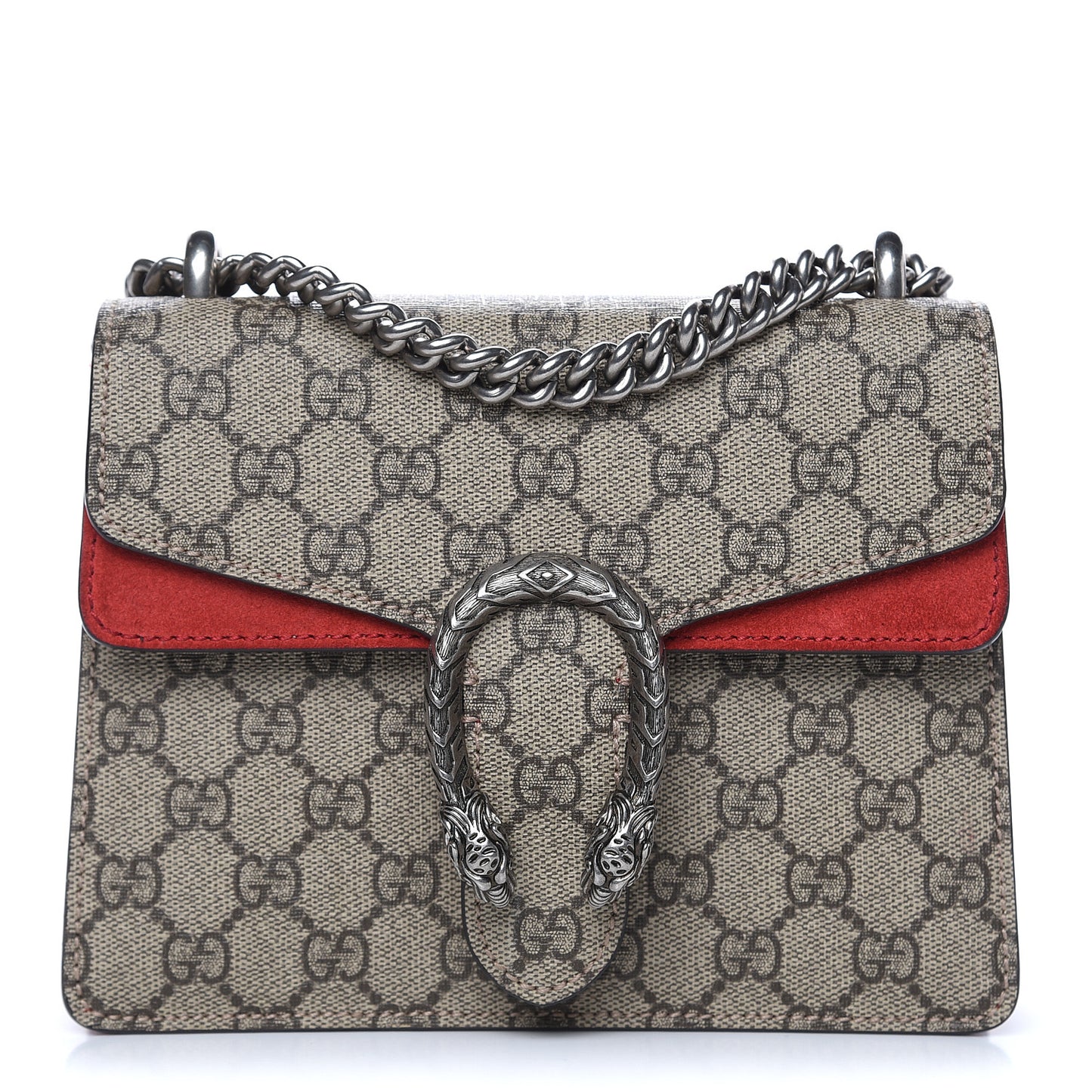 GG Supreme Monogram Mini Dionysus Shoulder Bag Hibiscus Red