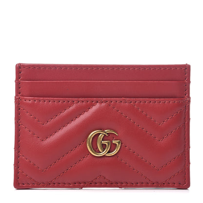 Gucci Calfskin Matelasse GG Marmont Card Holder Hibiscus Red 1 of 5