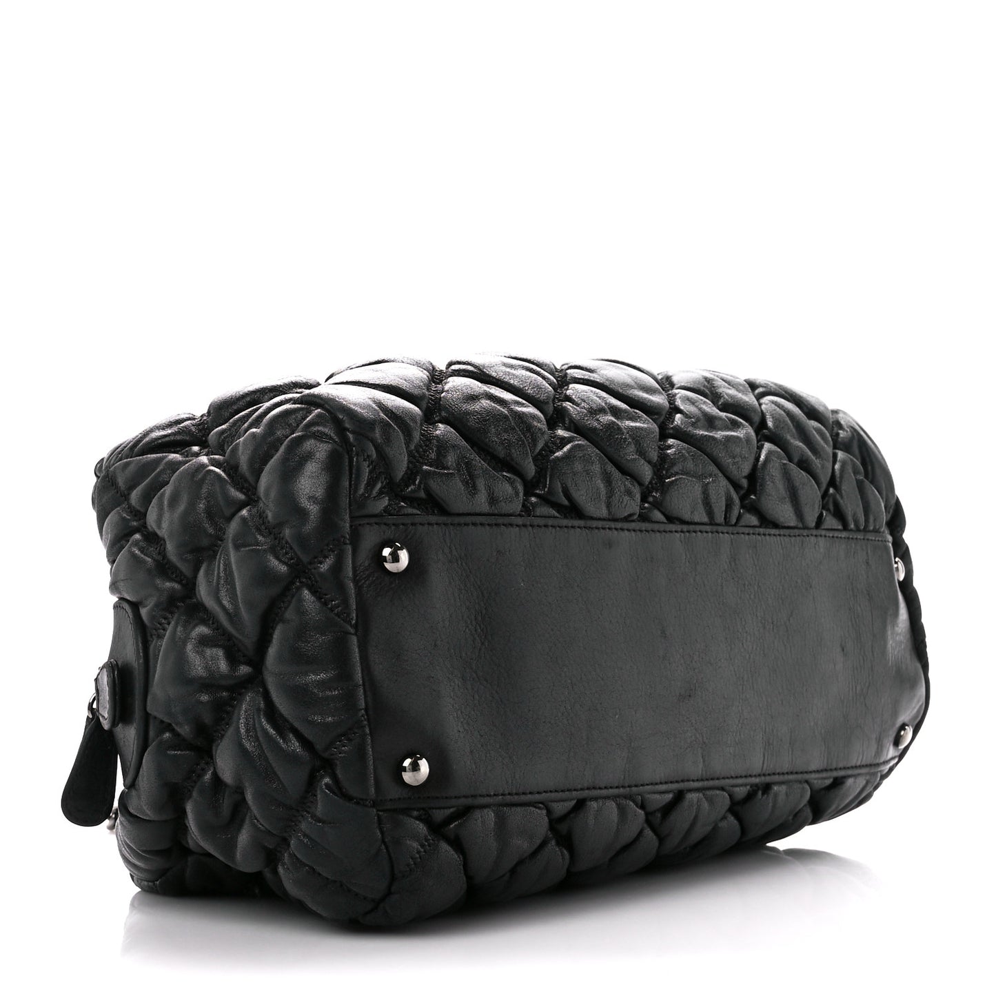Calfskin Bubble Quilt Bowler Black