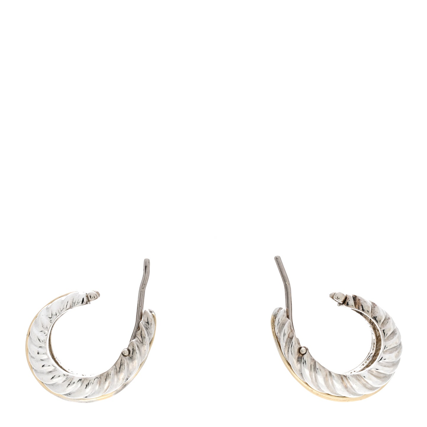 Sterling Silver 18K Yellow Gold Leaf Hoop Earrings