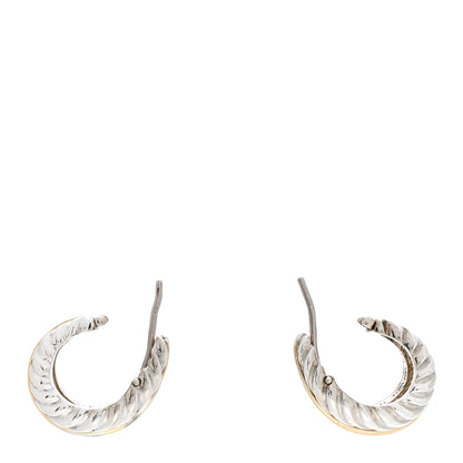 Tiffany Sterling Silver 18K Yellow Gold Leaf Hoop Earrings 3 of 7