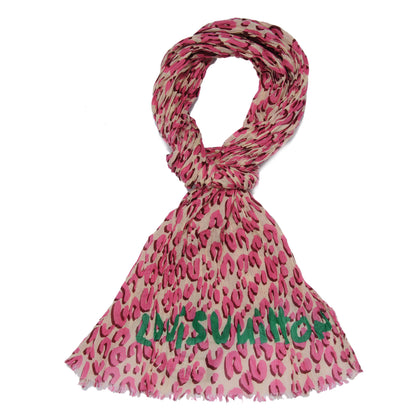 Louis Vuitton Cotton Leopard Pareo Blanc Corail 1 of 6