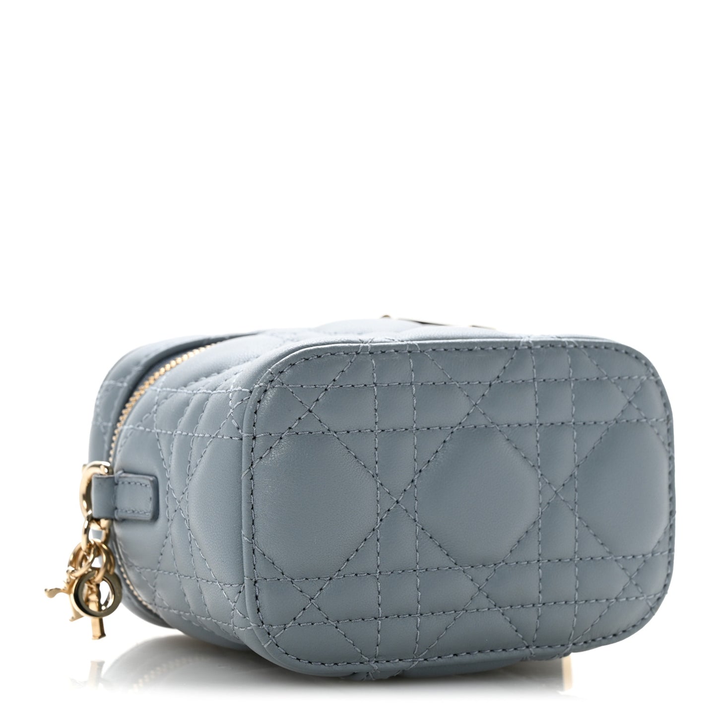 Lambskin Cannage Micro Lady Dior Vanity Case Cloud Blue