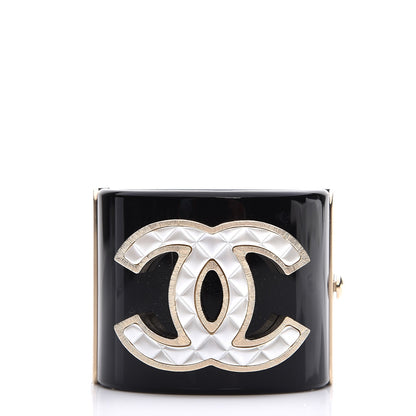 Chanel Resin Quilted CC Cuff Black Gold 1 of 6