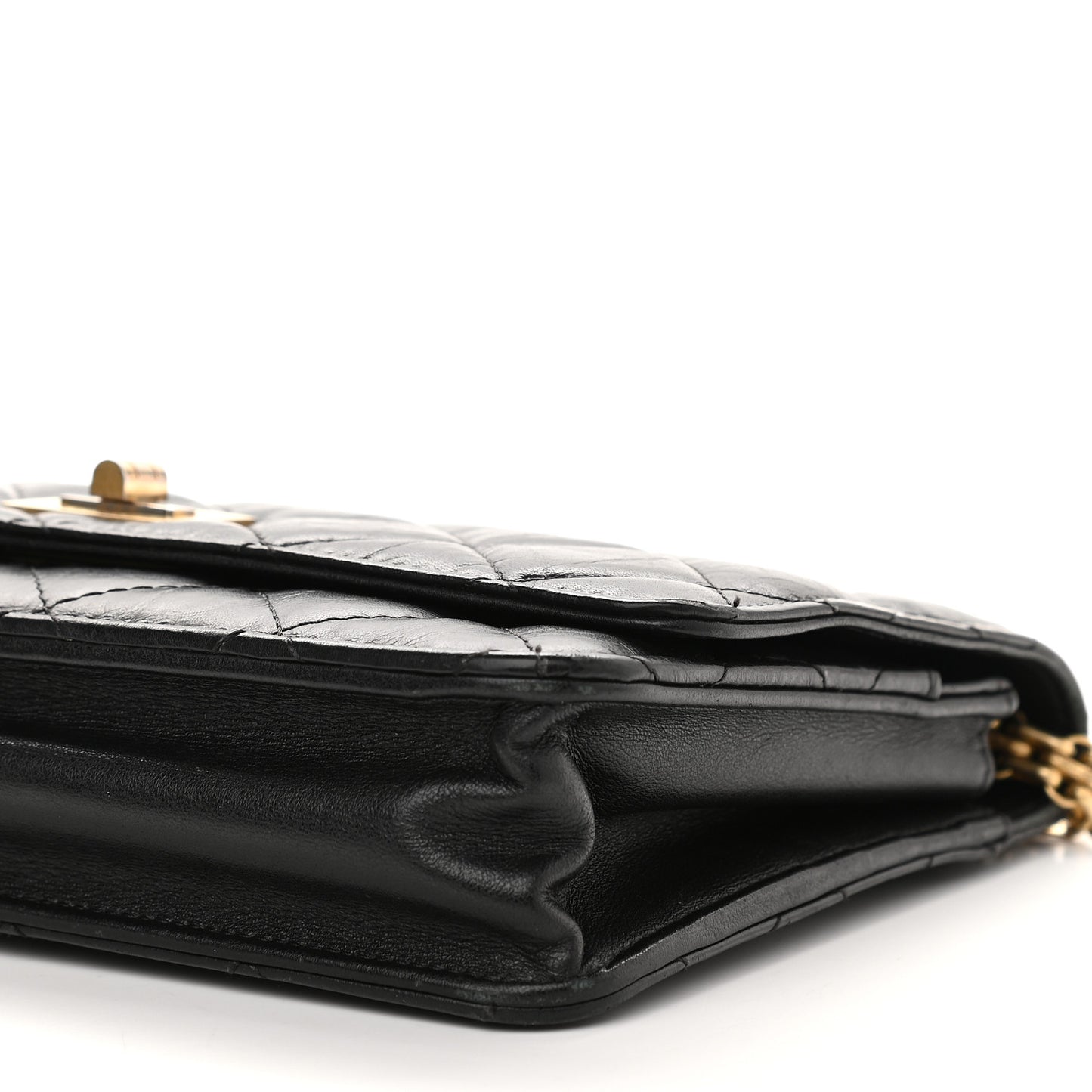 Aged Calfskin Quilted Reissue Wallet On Chain WOC Black