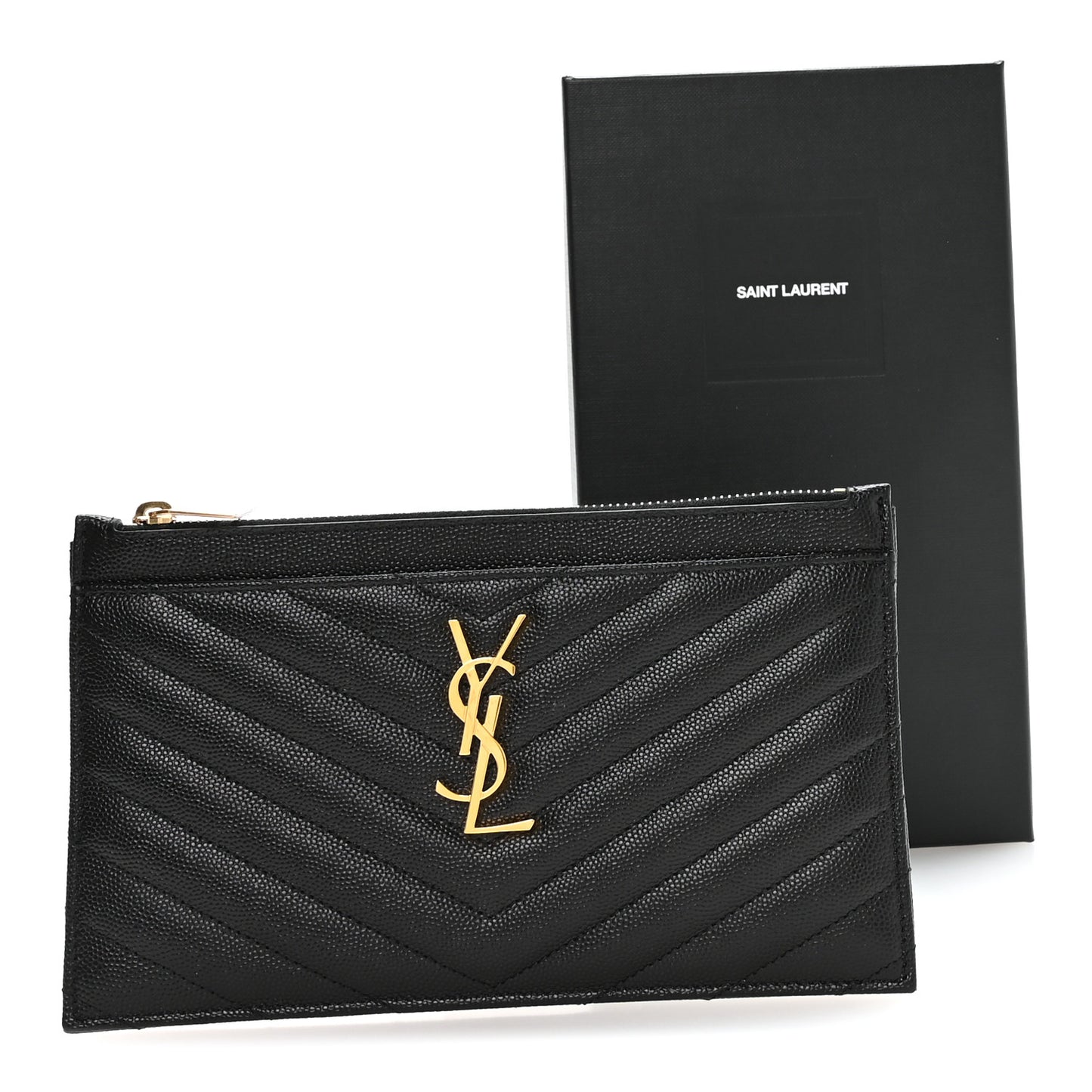 Grain De Poudre Chevron Monogram Bill Pouch Black