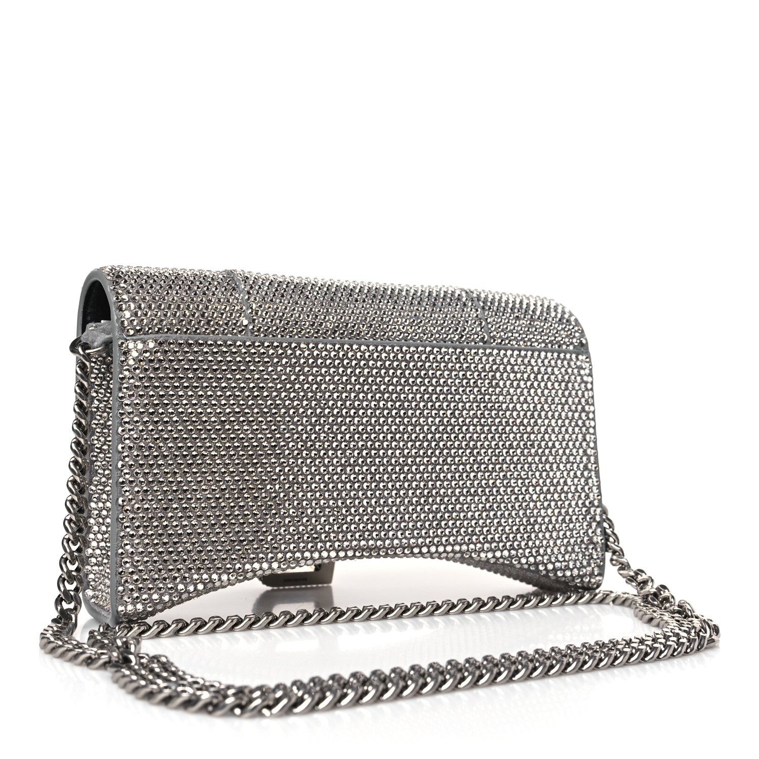 Balenciaga Strass Suede Hourglass Chain Bag Smoke Grey Crystal 3 of 8