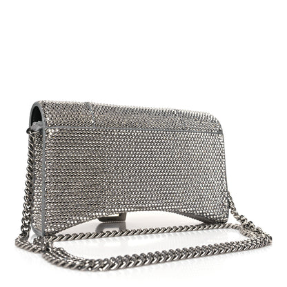 Balenciaga Strass Suede Hourglass Chain Bag Smoke Grey Crystal 3 of 8