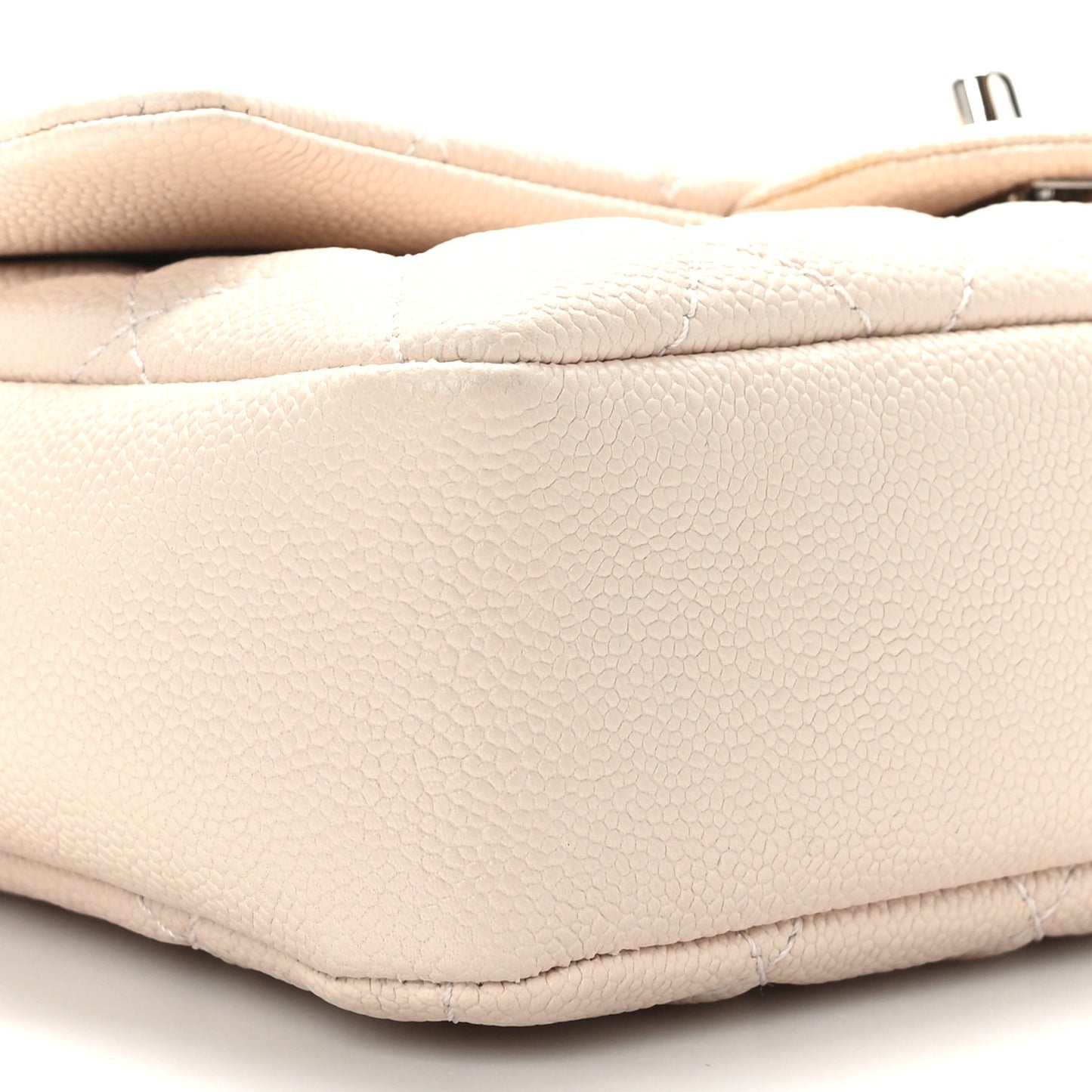 Caviar Quilted Medium Casual Journey Flap Light Beige