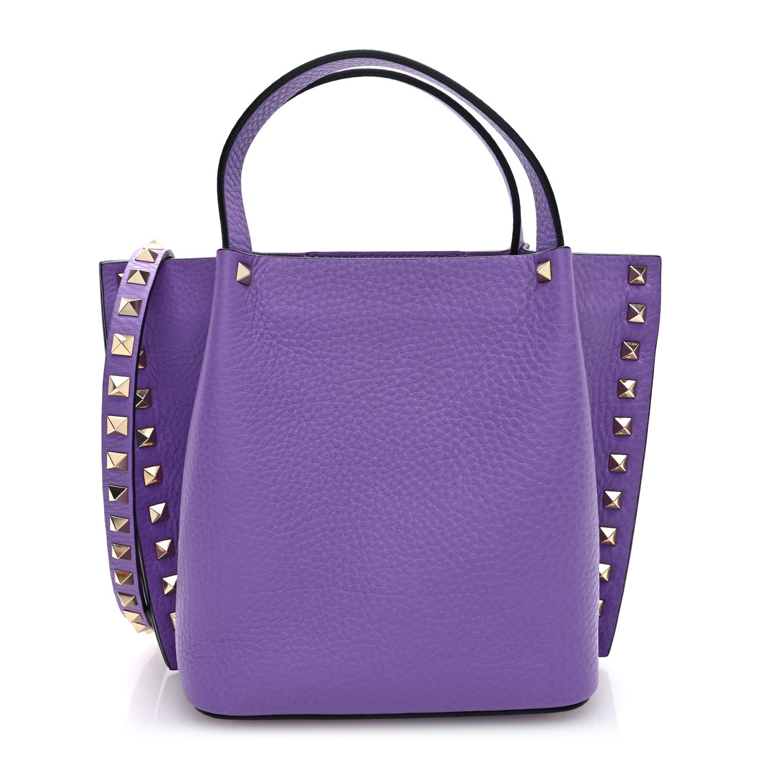 Valentino Garavani Pebbled Calfskin Small Rockstud Crossbody Tote Purple 1 of 9