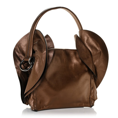 Prada Metallic Nappa Ruffle Shoulder Bag Rovere Mordore 2 of 9
