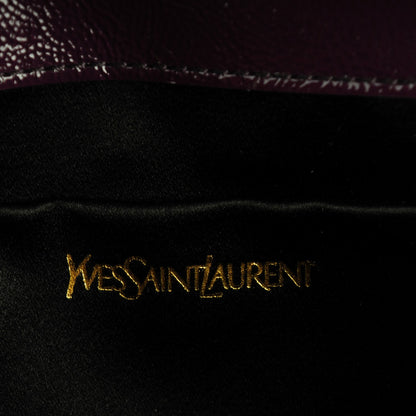 Saint Laurent Textured Patent Monogram Large Belle De Jour Clutch Purple 6 of 7