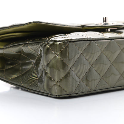 Chanel Striated Patent Quilted Medium Double Flap Green 9 of 11