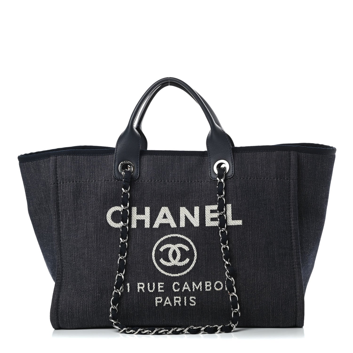Chanel Denim Medium Deauville Tote Dark Blue 1 of 10