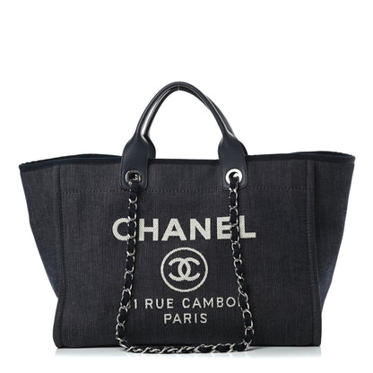 Chanel Denim Medium Deauville Tote Dark Blue 1 of 10