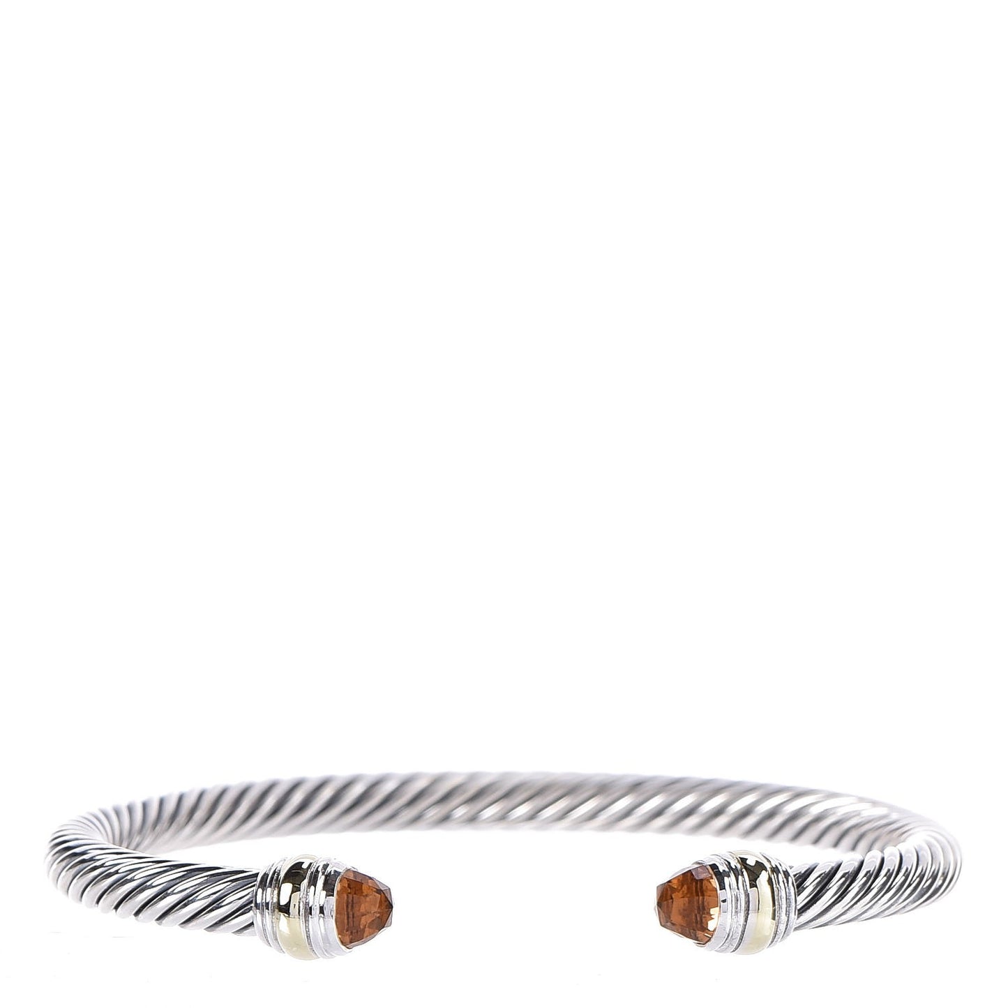 Sterling Silver 14K Yellow Gold Citrine 5mm Cable Classics Bracelet M