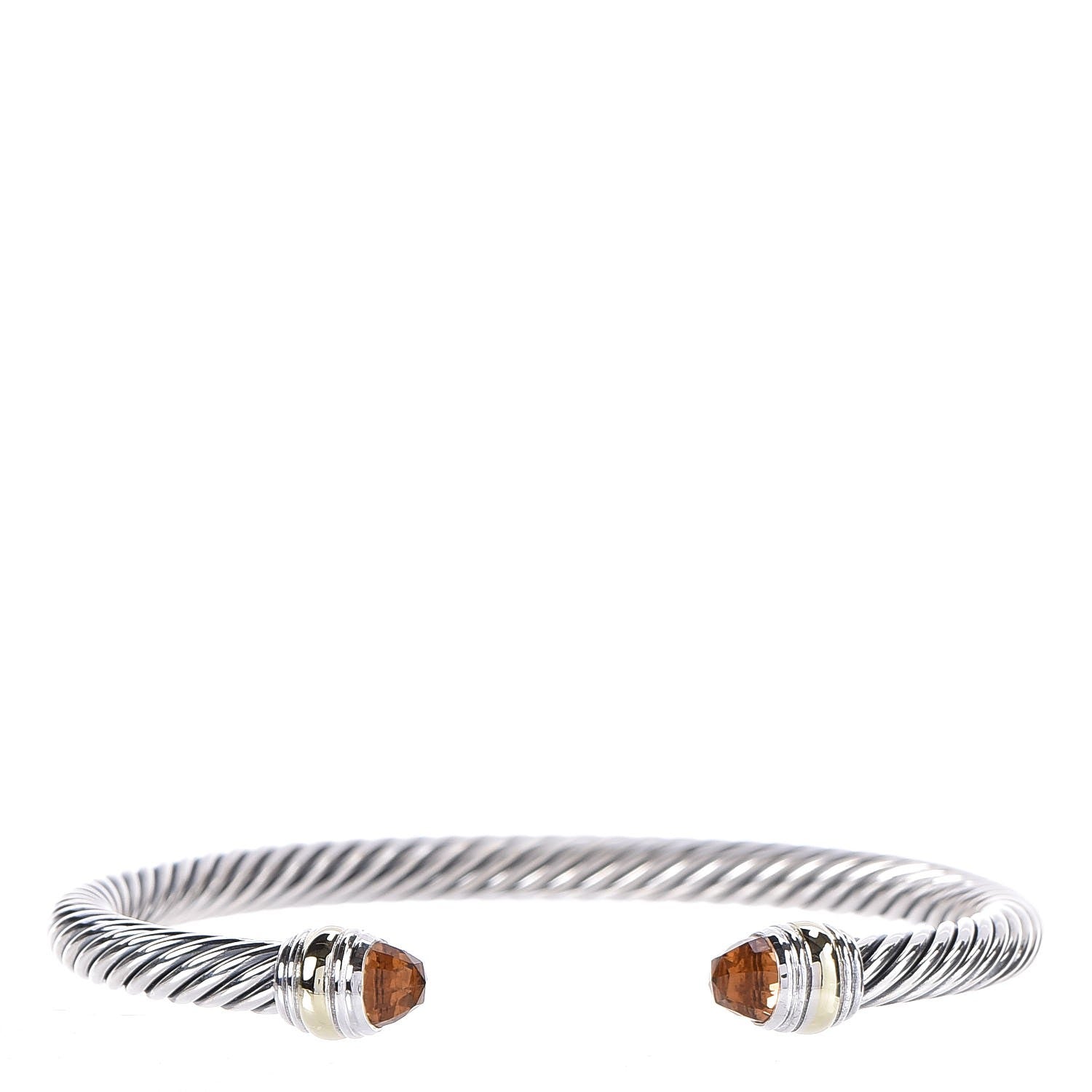 David Yurman Sterling Silver 14K Yellow Gold Citrine 5mm Cable Classics Bracelet M 1 of 6