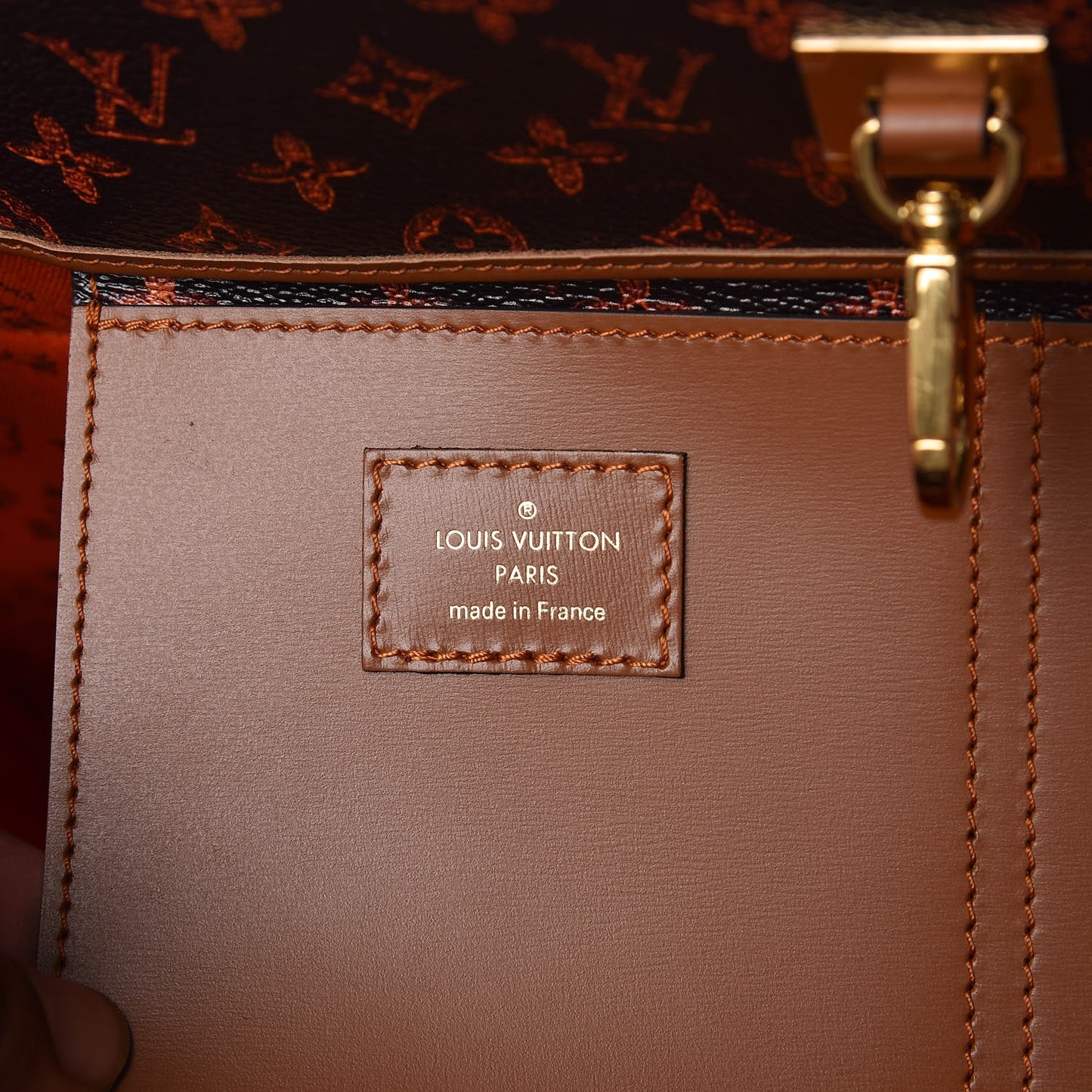Calfskin Catogram City Steamer Cabas XXL Orange Marron