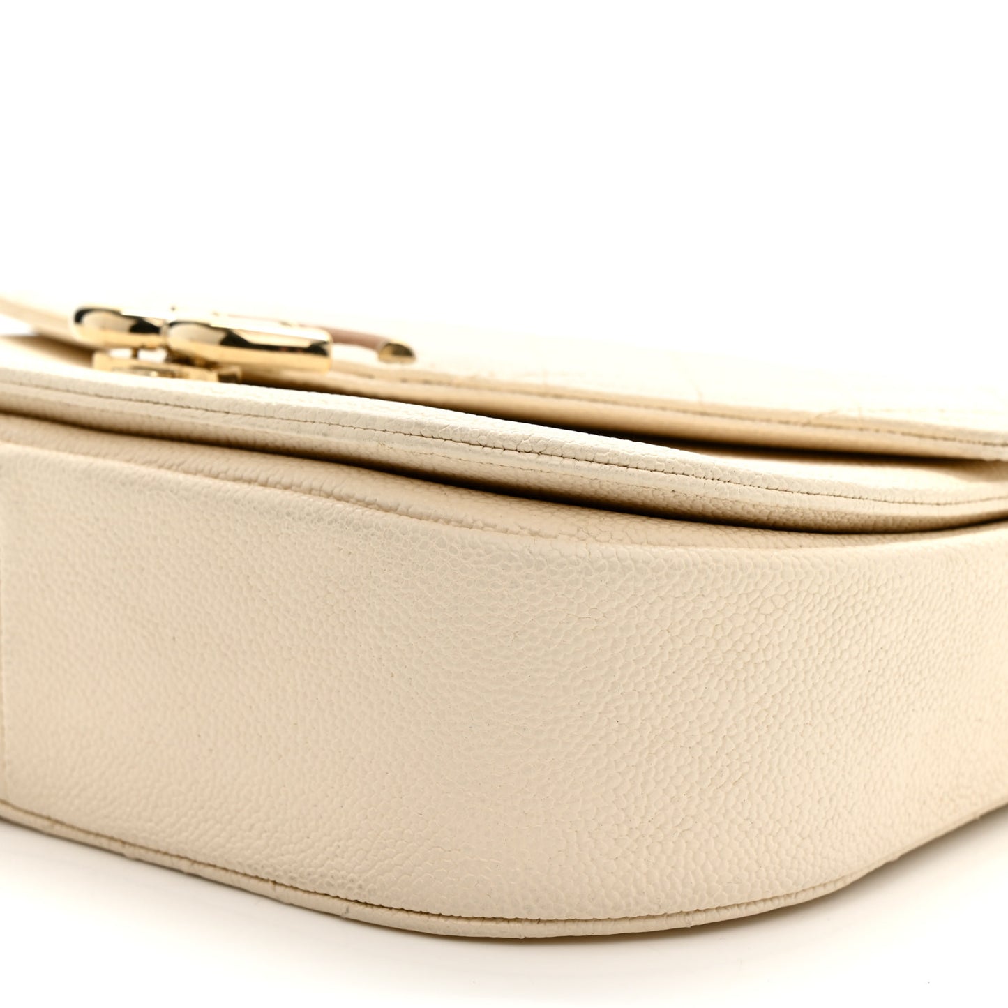 Grained Calfskin Quilted Small Cuba Top Handle Flap White